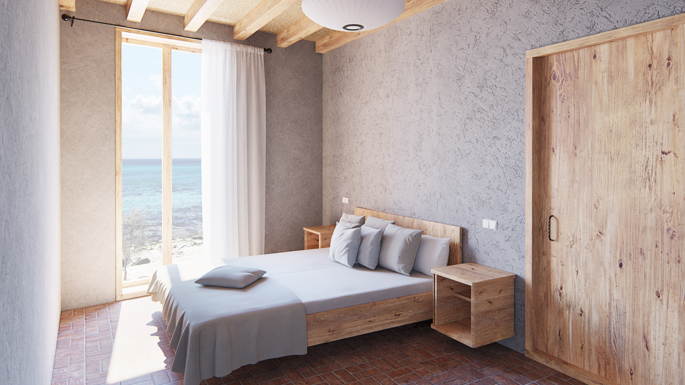 Habitació amb materials locals